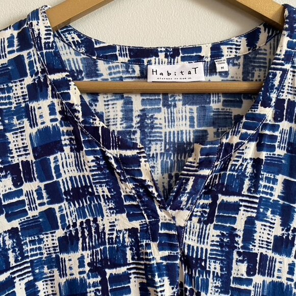 Habitat Blue and White Mayan Border Tunic Top - Picture 11 of 12